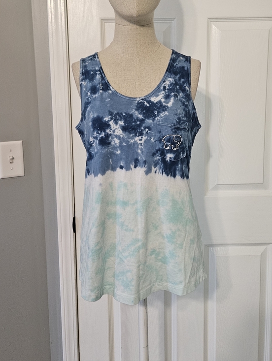 ivory ella Tops - Ivory Ella Blue and Aqua Tie-Dye Pocket Tank